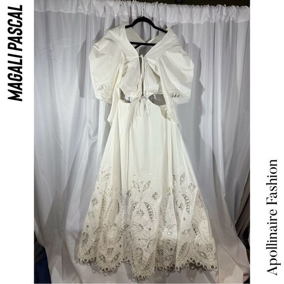 MAGALI PASCAL THE PERCIVAL MAXI DRESS IN OFFWHITE COTTON POPLIN NWT SIZE XL RARE - Picture 14 of 16
